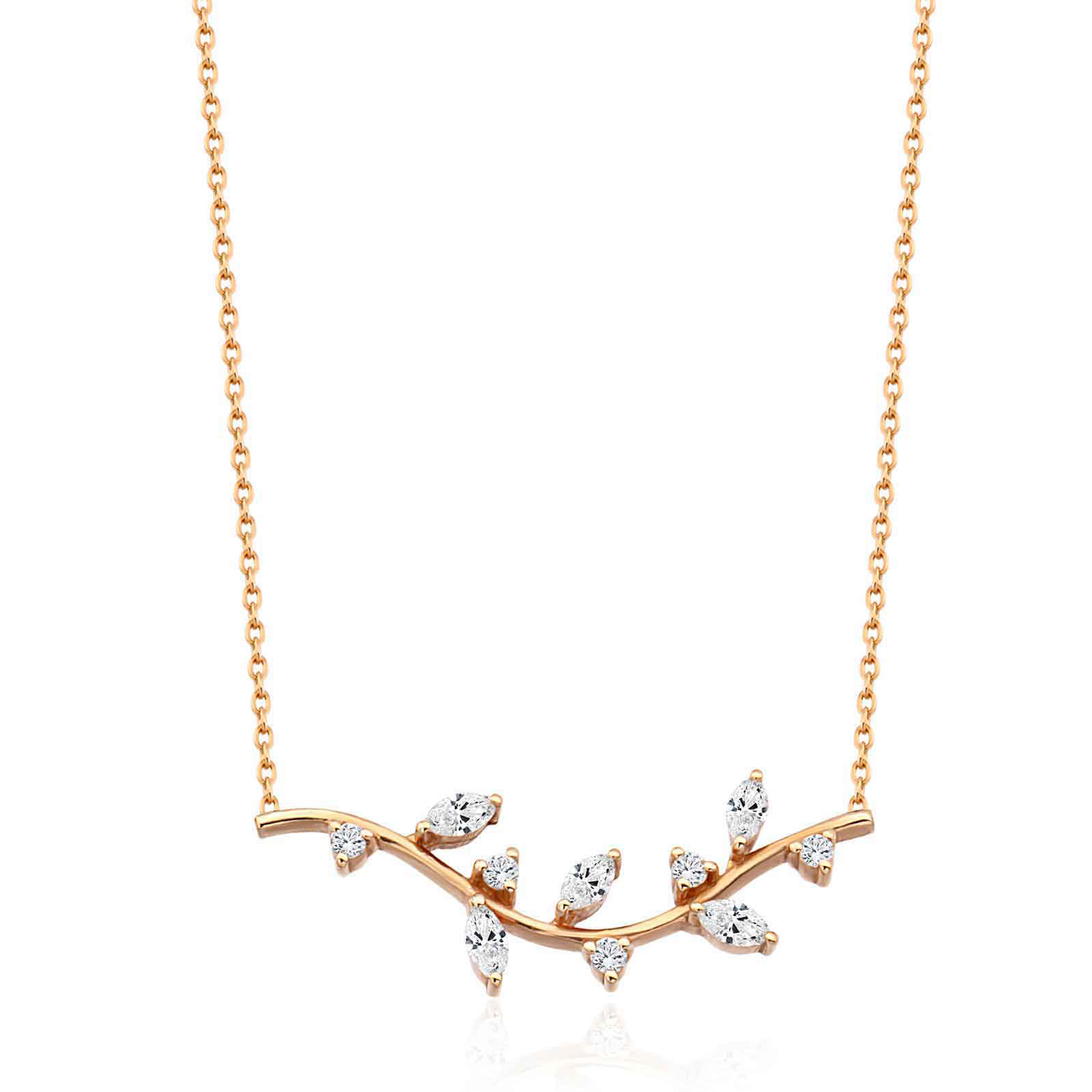 Pırlanta Taşlı Rose Kolye 0.33 Karat