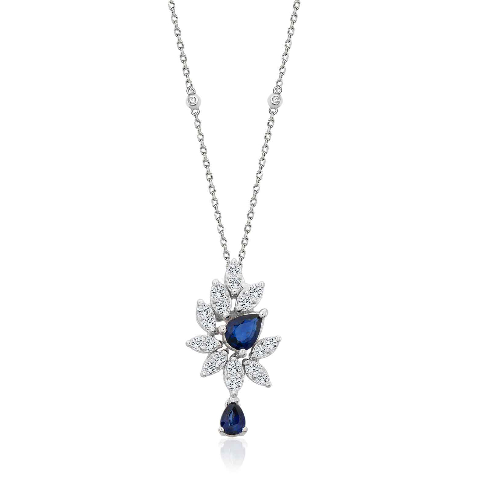 Safir Pırlanta Kolye 0.45 Karat 
