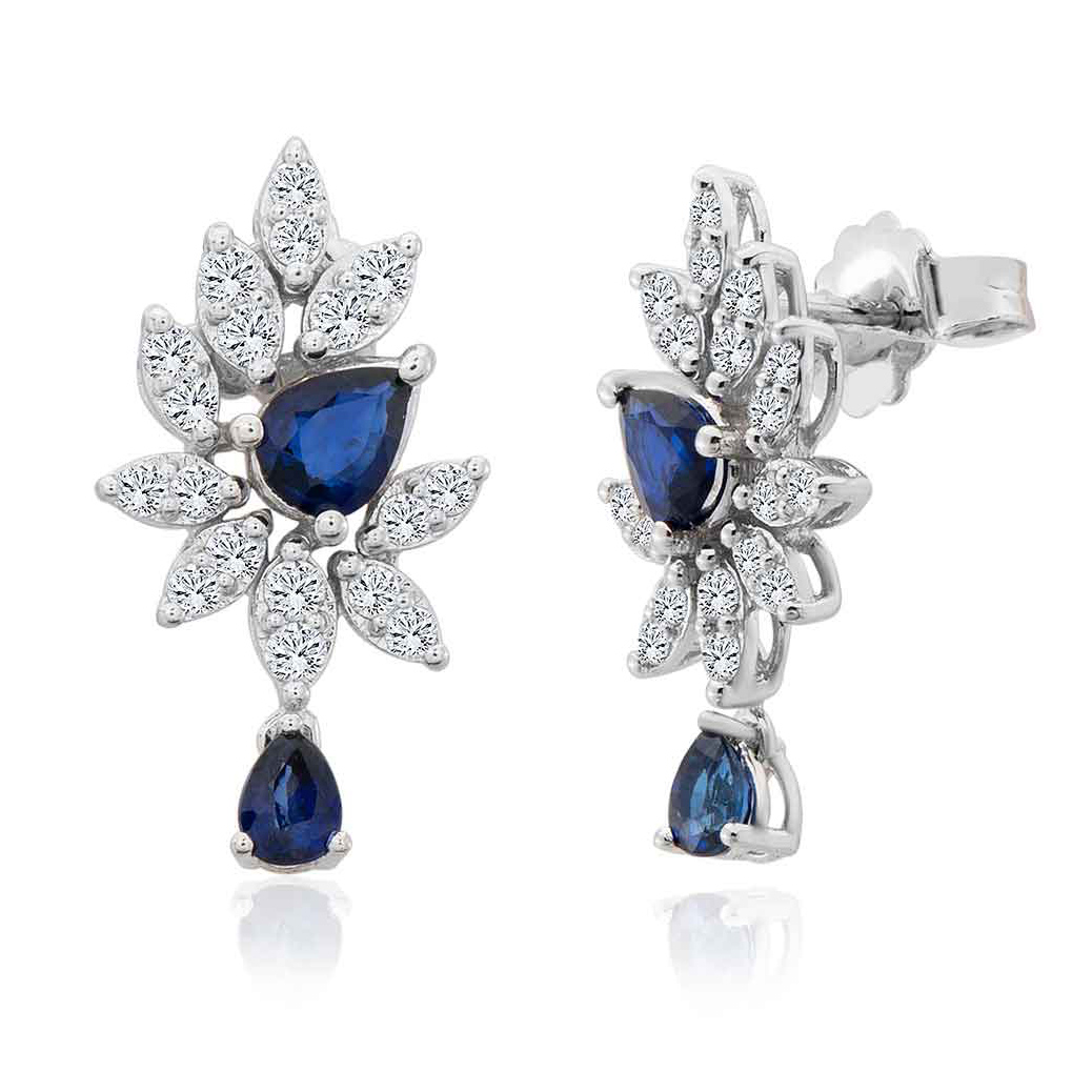 Safir Pırlanta Küpe 0.40 Karat 