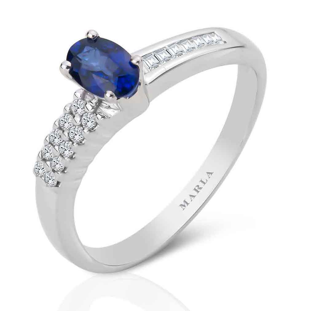 Baget Detaylı Safir Yüzük 0.50 Karat