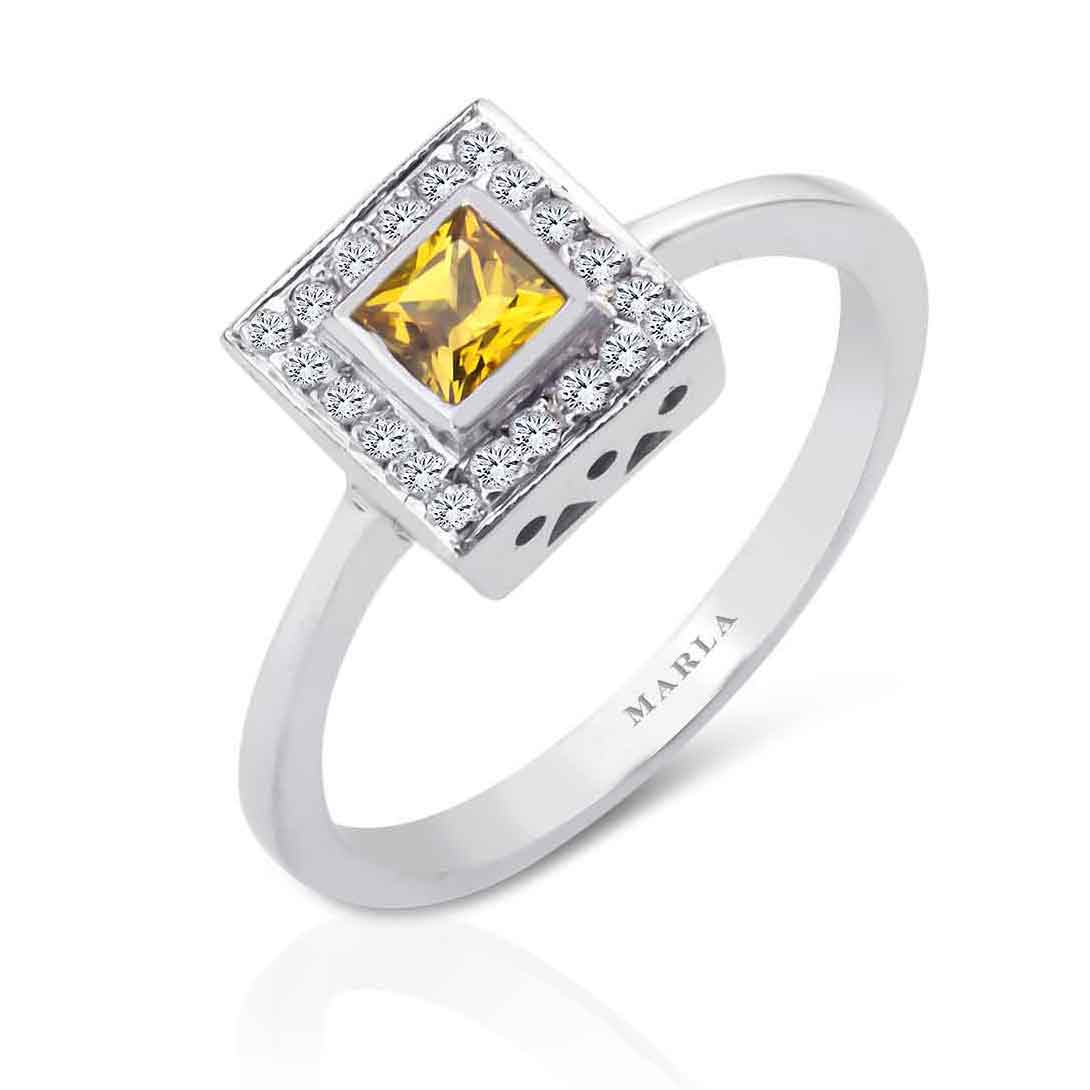 Sarı Safir Pırlanta Yüzük 0.15 Karat