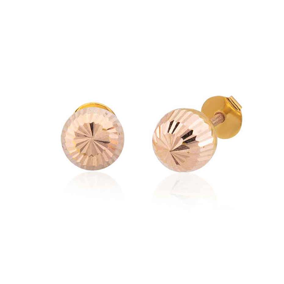 Rose Altın Kalemli Top Küpe 1 cm