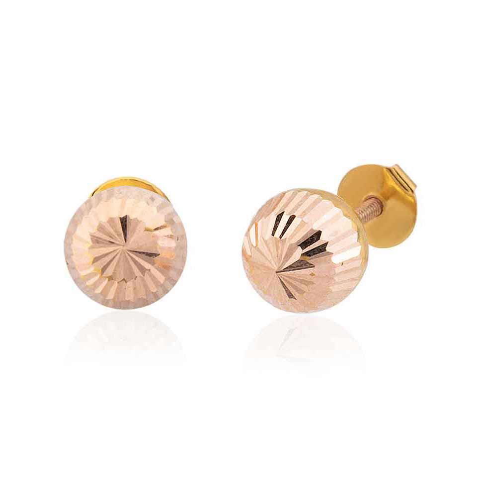 Rose Altın Kalemli Top Küpe 2 cm