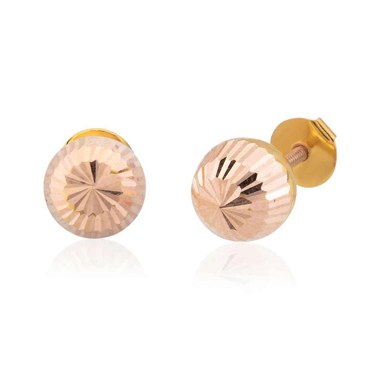 Rose Altın Kalemli Top Küpe 3 cm