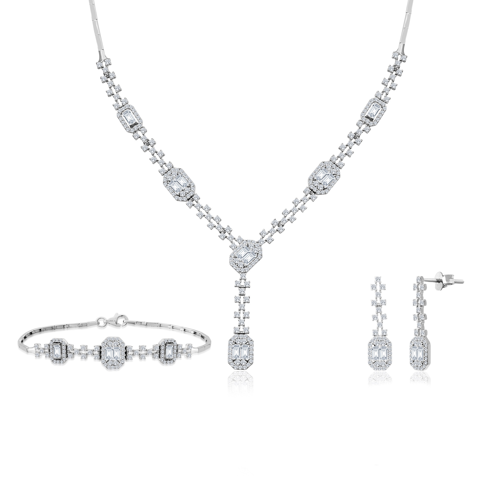 Beyaz Altın Bagetli Set